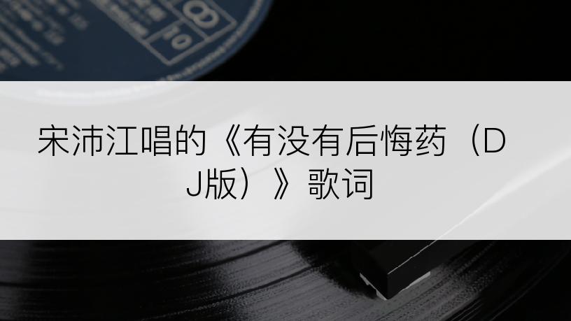 宋沛江唱的《有没有后悔药（DJ版）》歌词