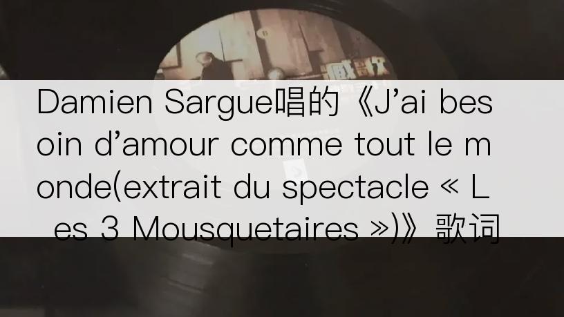 Damien Sargue唱的《J'ai besoin d'amour comme tout le monde(extrait du spectacle « Les 3 Mousquetaires »)》歌词