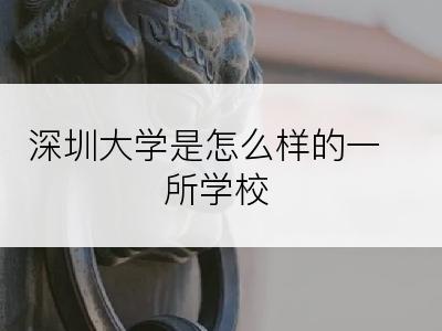 深圳大学是怎么样的一所学校