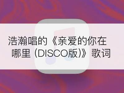 浩瀚唱的《亲爱的你在哪里 (DISCO版)》歌词