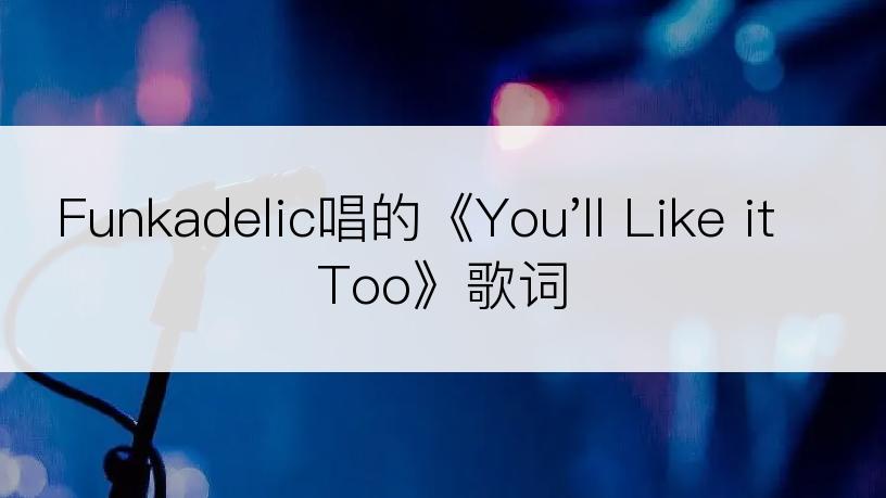 Funkadelic唱的《You'll Like it Too》歌词