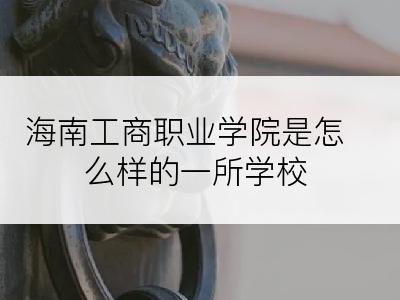 海南工商职业学院是怎么样的一所学校