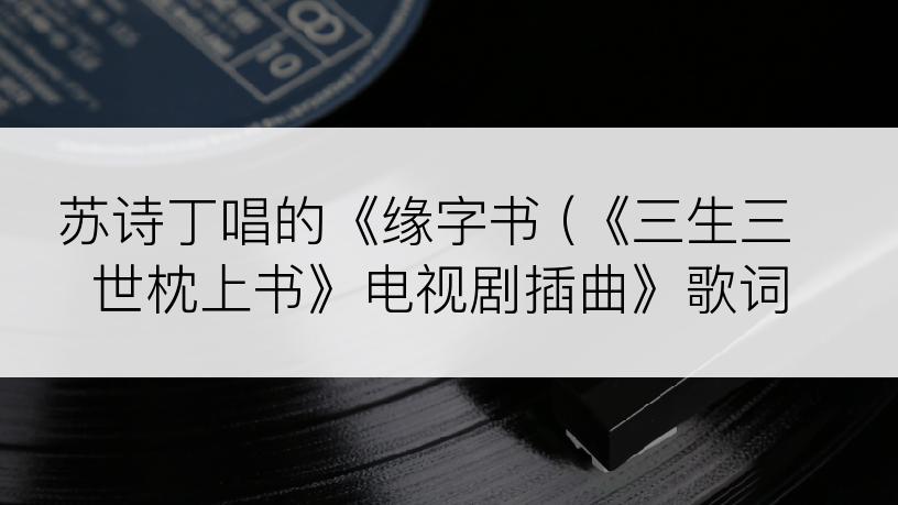 苏诗丁唱的《缘字书 (《三生三世枕上书》电视剧插曲》歌词