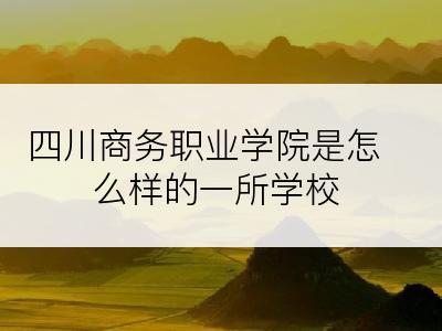 四川商务职业学院是怎么样的一所学校