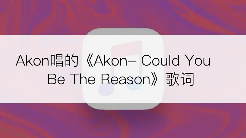 Akon唱的《Akon- Could You Be The Reason》歌词