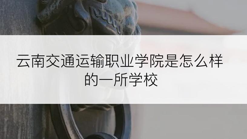 云南交通运输职业学院是怎么样的一所学校