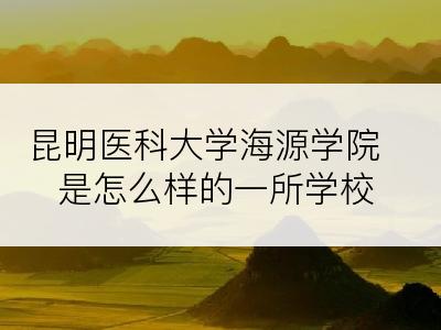 昆明医科大学海源学院是怎么样的一所学校