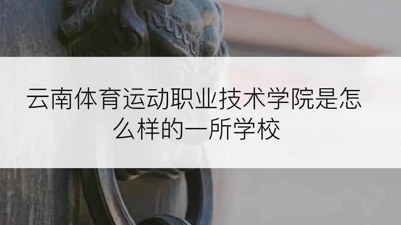 云南体育运动职业技术学院是怎么样的一所学校