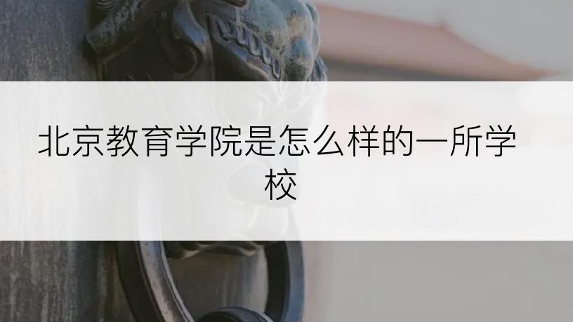 北京教育学院是怎么样的一所学校