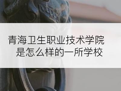 青海卫生职业技术学院是怎么样的一所学校