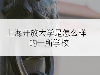 上海开放大学是怎么样的一所学校