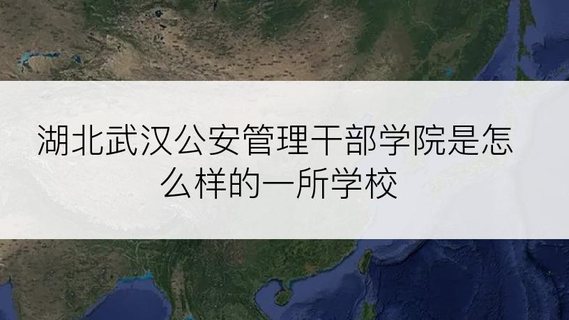 湖北武汉公安管理干部学院是怎么样的一所学校