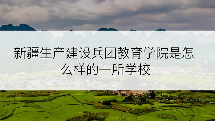 新疆生产建设兵团教育学院是怎么样的一所学校