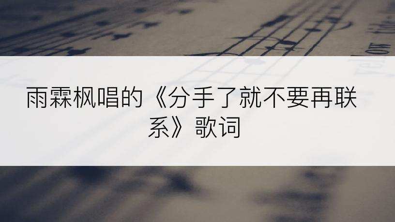 雨霖枫唱的《分手了就不要再联系》歌词