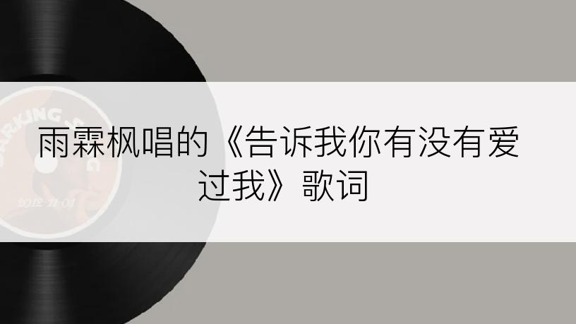 雨霖枫唱的《告诉我你有没有爱过我》歌词