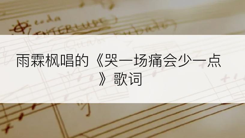 雨霖枫唱的《哭一场痛会少一点》歌词