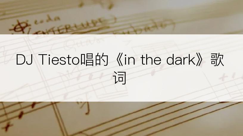 DJ Tiesto唱的《in the dark》歌词