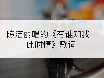 陈洁丽唱的《有谁知我此时情》歌词