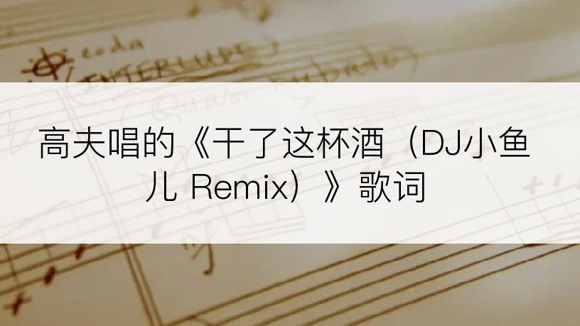 高夫唱的《干了这杯酒（DJ小鱼儿 Remix）》歌词