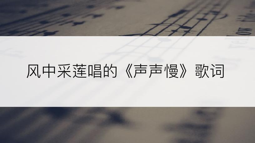 风中采莲唱的《声声慢》歌词