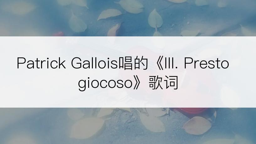 Patrick Gallois唱的《III. Presto giocoso》歌词