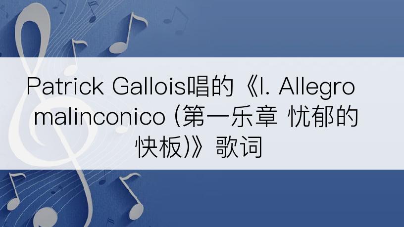 Patrick Gallois唱的《I. Allegro malinconico (第一乐章 忧郁的快板)》歌词