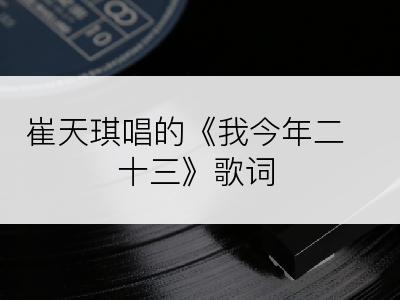 崔天琪唱的《我今年二十三》歌词