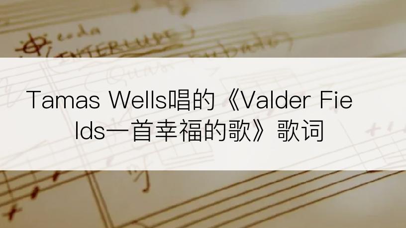 Tamas Wells唱的《Valder Fields一首幸福的歌》歌词