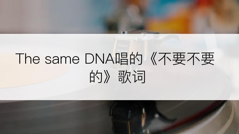 The same DNA唱的《不要不要的》歌词