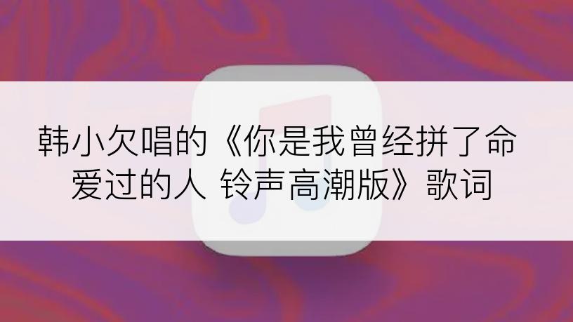 韩小欠唱的《你是我曾经拼了命爱过的人 铃声高潮版》歌词