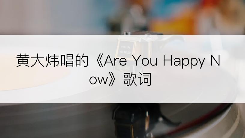 黄大炜唱的《Are You Happy Now》歌词