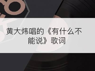 黄大炜唱的《有什么不能说》歌词