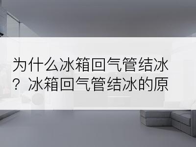 为什么冰箱回气管结冰？冰箱回气管结冰的原因