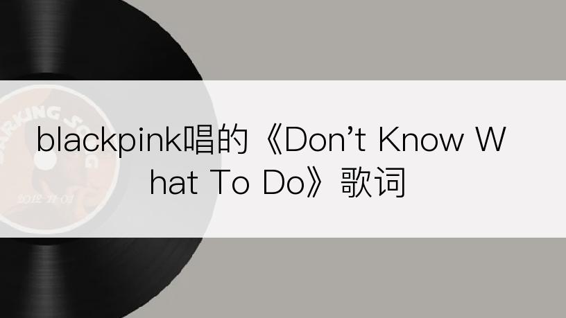 blackpink唱的《Don't Know What To Do》歌词