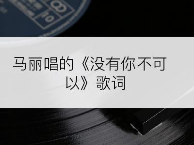 马丽唱的《没有你不可以》歌词