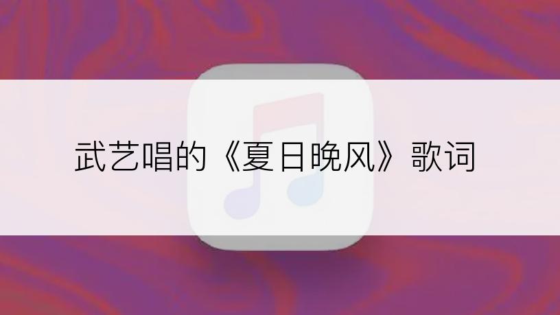 武艺唱的《夏日晚风》歌词