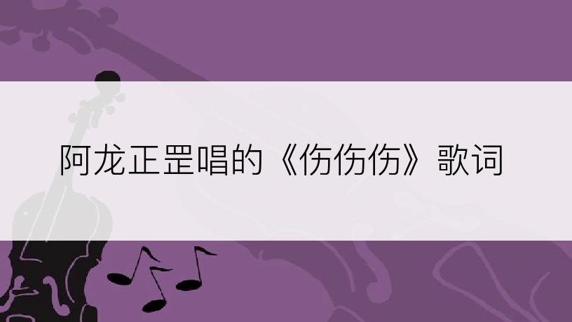 阿龙正罡唱的《伤伤伤》歌词