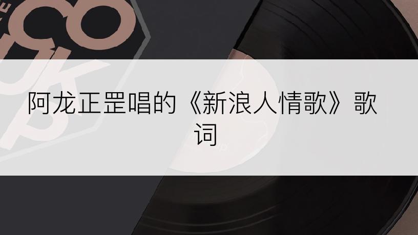 阿龙正罡唱的《新浪人情歌》歌词