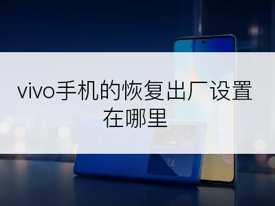 vivo手机的恢复出厂设置在哪里