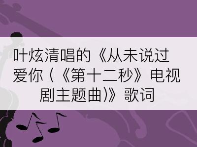 叶炫清唱的《从未说过爱你 (《第十二秒》电视剧主题曲)》歌词