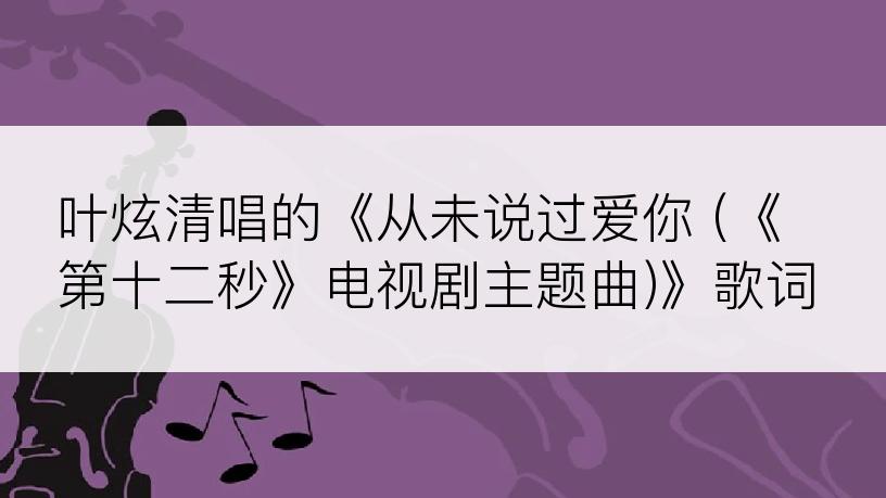 叶炫清唱的《从未说过爱你 (《第十二秒》电视剧主题曲)》歌词