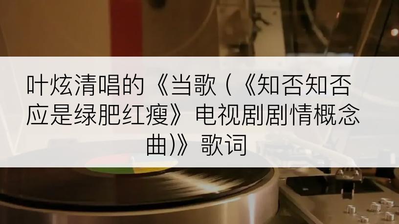 叶炫清唱的《当歌 (《知否知否应是绿肥红瘦》电视剧剧情概念曲)》歌词