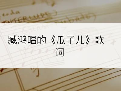 臧鸿唱的《瓜子儿》歌词