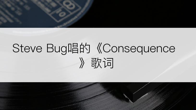 Steve Bug唱的《Consequence》歌词