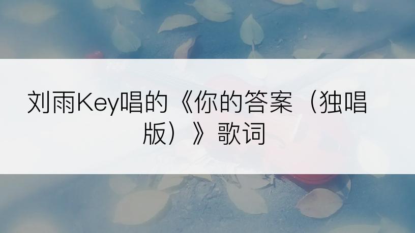 刘雨Key唱的《你的答案（独唱版）》歌词