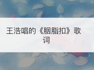 王浩唱的《胭脂扣》歌词