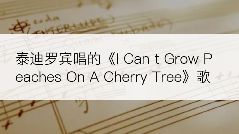 泰迪罗宾唱的《I Can t Grow Peaches On A Cherry Tree》歌词