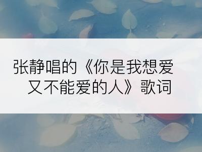 张静唱的《你是我想爱又不能爱的人》歌词