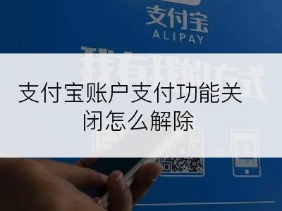 支付宝账户支付功能关闭怎么解除