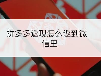 拼多多返现怎么返到微信里